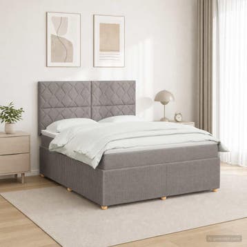 vidaXL Boxspringbed met matras met hoofdeinde Taupe 160 x, Verzenden, Nieuw, Tweepersoons