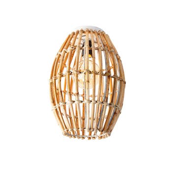 Landelijke plafondlamp bamboe en wit - Canna Capsule, Verzenden, Nieuw