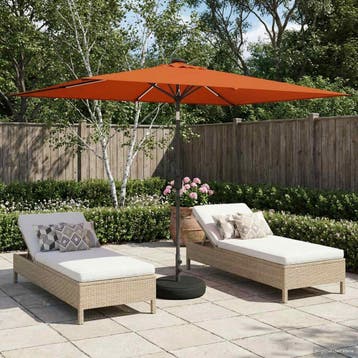 vidaXL Tuinparasol met LED-lampen en voet 200 x 300 cm, Verzenden, Nieuw, 1 tot 2 meter