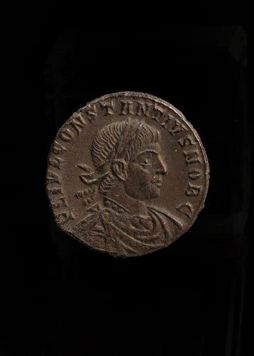 Oud-Romeins Brons Follis van Constantius II (Zonder
