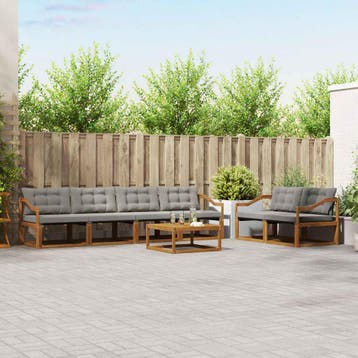 vidaXL Buiten bankenset met kussen 7 pcs Natuurlijk en, Verzenden, Nieuw