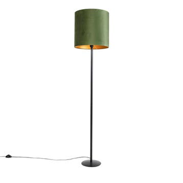 Botanische vloerlamp zwart met groene kap 40 cm - Simplo, Verzenden, Nieuw, Country-rustic