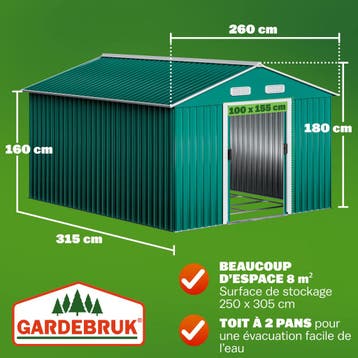 Tuinhuis Groen Metaal 260x315x180cm (Schuurtjes-Rekken), Tuin en Terras, Verzenden, Nieuw
