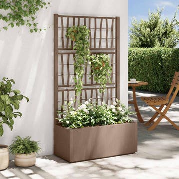 vidaXL Tuinbloembak met klimrek Bruin 80 x 36 x 140 cm PP, Tuin en Terras, Verzenden, Nieuw, Minder dan 60 cm, 60 cm of meer
