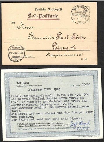Poststempel - Duitse Zuidwest-Afrika veldpostkaart uit, Gestempeld