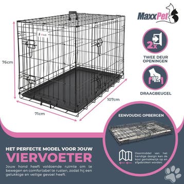 MaxxPet Hondenbench met Plaid - Zwart - Incl. Plaid - 107..., Dieren en Toebehoren, Hondenbenches, Verzenden, Nieuw