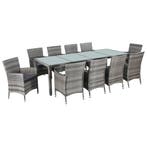 vidaXL 11-delige Tuinset met kussens poly rattan grijs, Meer dan 8 zitplaatsen, Nieuw, Tuinset, Verzenden