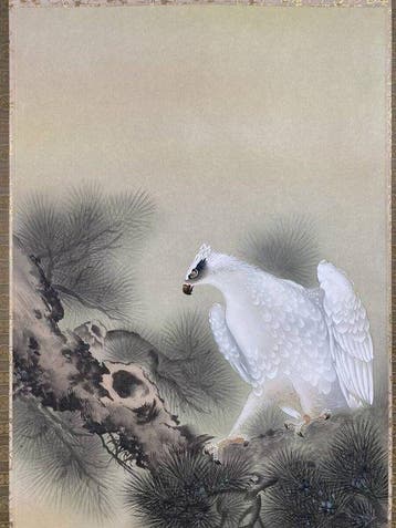 Japanse hangscroll - Witte Adelaar - Zijde - Murayama Seien