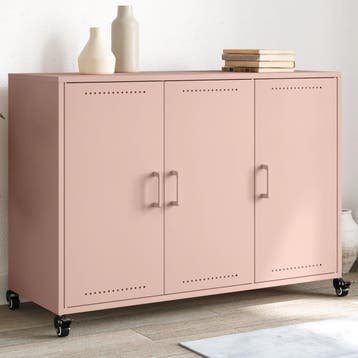 vidaXL Dressoir 100,5x39x72 cm staal roze, 100 tot 150 cm, Verzenden, Nieuw, Metaal