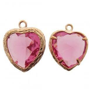 Bedel metaal hart cubic zirconia facet roze rosé goud 16x.., Ophalen of Verzenden, Nieuw, Bedel