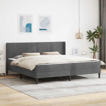 vidaXL Bedframe met matras Donkergrijs 180 x 200 cm fluweel, Verzenden, Nieuw, Tweepersoons, Stof