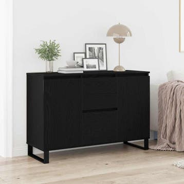 vidaXL Dressoir Zwart Eiken 101,5 x 35 x 70 cm Bewerkt hout, Verzenden, Nieuw, Overige houtsoorten, Minder dan 50 cm