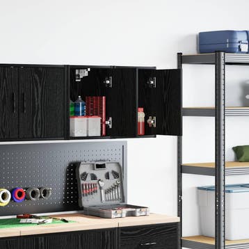 vidaXL Garagewandkasten 2 st spaanplaat zwart, Verzenden, Nieuw