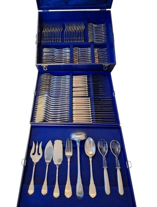 Calderoni - Bestekset voor 12 personen (128) - .800 zilver, Antiek en Kunst, Antiek | Goud en Zilver