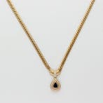 Halsketting - 18 karaat Geel goud - Diamant - Saffier, Sieraden, Tassen en Uiterlijk, Kettingen, Nieuw