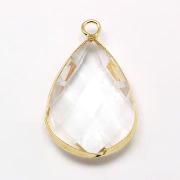 1 x Hanger goudkleur van crystal glas druppel 18 x 11 x 5..., Ophalen of Verzenden, Nieuw, Kraal