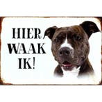 Wandbord - Hier Waak Ik – Pitbull Terriër, Ophalen of Verzenden, Nieuw