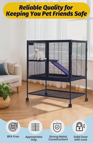 Ruime Multi-Level Kooi voor Kleine Dieren - 91 cm Hoog, Met
