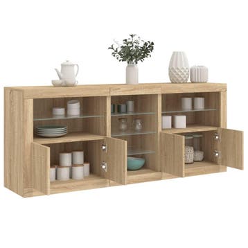 vidaXL Dressoir met LED-verlichting 181,5x37x67 cm sonoma, Huis en Inrichting, Kasten | Dressoirs, Minder dan 50 cm, Verzenden