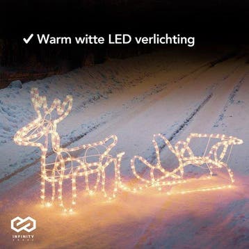 2dekans | Infinity Goods Rendier Met Slee - Kerstverlichting, Diversen, Kerst, Ophalen of Verzenden, Zo goed als nieuw