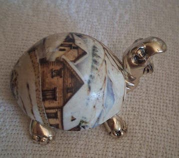 Figuur - Tartaruga laminato argento con guscio in vera