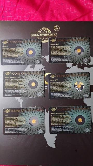 Rwanda. Set 6 MicroMonete Oro 1/200 oz – Totale 0,933 g Oro