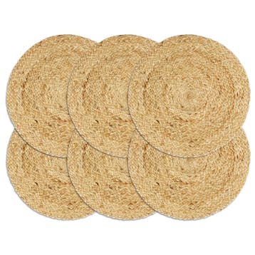 vidaXL Placemats 6 st rond 38 cm jute natuurlijk, Verzenden, Nieuw, Bruin