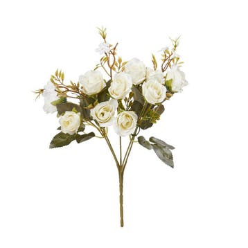 Kunst Rozenstruik 10 Bloemen Wit 30cm, Verzenden, Nieuw