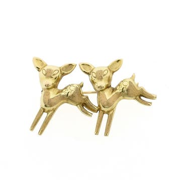 Gouden broche met herten., Ophalen of Verzenden, Gebruikt, Goud, Goud