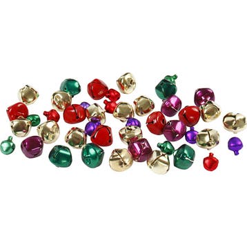 Belletjes, d 10+14 mm, metallic kleuren, 24 div/ 1 doos, Hobby en Vrije tijd, Nieuw
