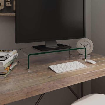 vidaXL TV-meubel/monitorverhoger transparant 60x25x11 cm, Verzenden, Nieuw, Glas, Minder dan 100 cm