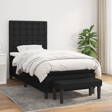 vidaXL Boxspring met matras stof zwart 90x190 cm, 90 cm, Eenpersoons, Verzenden, Zwart