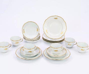 Meissen - Johann J. Kaendler - Koffieservies (18) - *Mokka*,