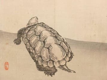 Antieke Japanse houtblok prent van een schildpad - Kno
