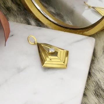 Gouden hanger met zirconia (Hanger of bedel), Ophalen of Verzenden, Gebruikt, Goud, Overige merken