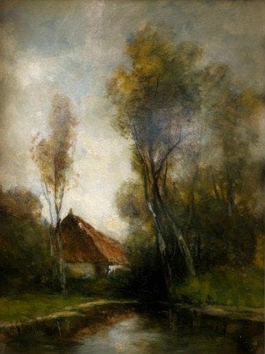 Johannes Gijsbert Vogel (1828-1915) - Boerderij aan de, Antiek en Kunst, Kunst | Schilderijen | Klassiek