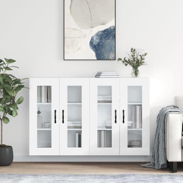 vidaXL Hangkasten 2 st bewerkt hout wit, Minder dan 50 cm, Verzenden, Nieuw, Minder dan 100 cm