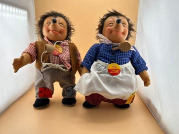 Steiff - Figuur - Steiff Micki Igel Paar (2) - Vilt, Katoen, Antiek en Kunst