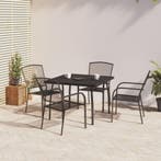 vidaXL 5-delige Tuinset staal antracietkleurig, Tuin en Terras, 4 zitplaatsen, Verzenden, Nieuw, Rvs