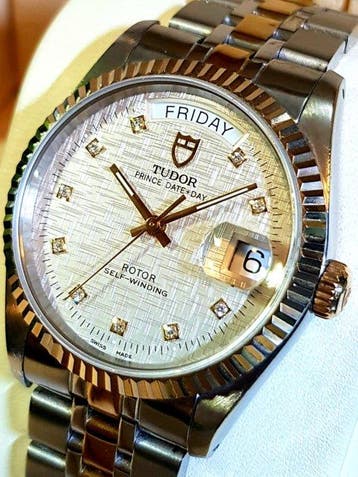 Tudor - Prince Date+Day - Silver Diamond Linen Dial - 36mm