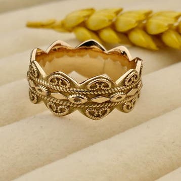 Vintage gouden filigrain ring, Gebruikt, 20 of groter, Heer, Ophalen of Verzenden
