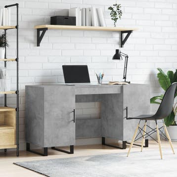 vidaXL Bureau 140x50x75 cm bewerkt hout betongrijs, Huis en Inrichting, Verzenden, Nieuw