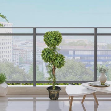 HOMCOM Kunstplant Boom met 3 Bolvormige Bladeren en Decorati, Huis en Inrichting, Verzenden, Nieuw