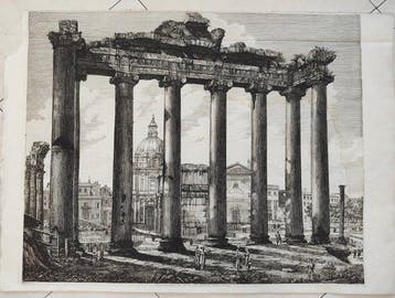 Luigi Rossini (1790–1857) - Veduta dellinterno del Tempio, Antiek en Kunst