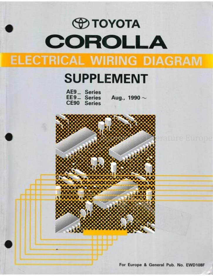 1990 TOYOTA COROLLA ELECTRISCHE (SUPPLEMENT) SCHEMA, Auto diversen, Handleidingen en Instructieboekjes