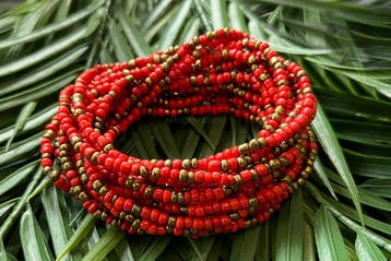Waist Beads / Afrikaanse Heupketting - EBO - Rood / goud (el, Sieraden, Tassen en Uiterlijk, Kettingen, Ophalen of Verzenden, Nieuw