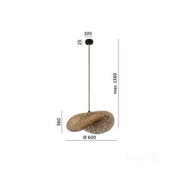 BOHO hanglamp Brugia L Ø60cm Donker Bamboe - E27 fitting..., Huis en Inrichting, Ophalen of Verzenden, Nieuw