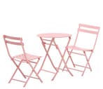Nieuwe Opvouwbare Roze Bistroset – 3-Delige Balkonset voor 2, Tuin en Terras, Tuinsets en Loungesets, Verzenden, Nieuw, Stoel