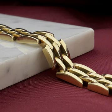 Gouden Bismarck schakelarmband, Sieraden, Tassen en Uiterlijk, Armbanden, Ophalen of Verzenden, Gebruikt, Goud, Goud