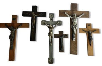Crucifix (6) - Hout, Metaal - 1940-1950, 1930-1940 - Set van, Antiek en Kunst